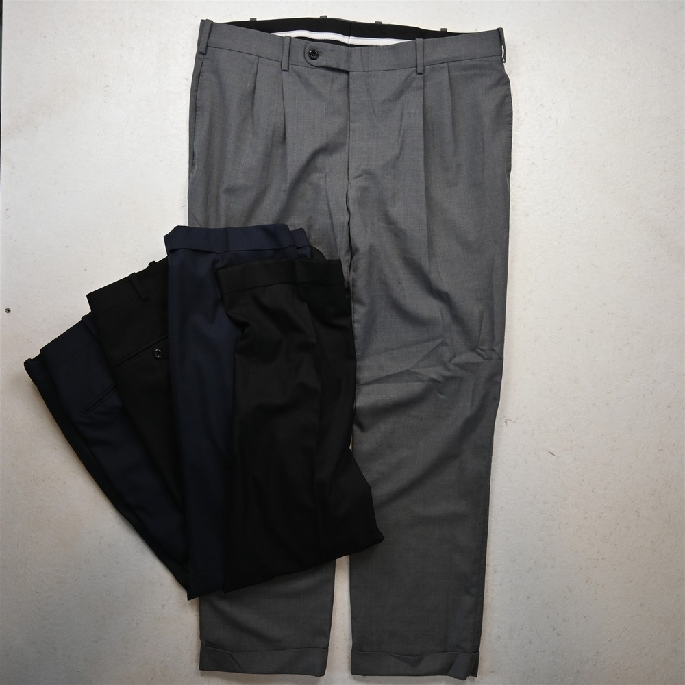 Lot 3 Tom James 40x32 Black Navy Blue Gray Pleated Cuffed Classic Dress Pants